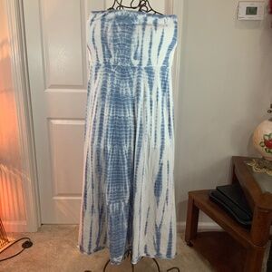 Polo by Ralph Lauren Blue and White Strapless Dress
